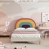Dolamaní Polsterbett mit Lattenrost und Kopfteil, Jugendbett, für Erwachsene & Jugendliche Bettgestell, Holzlattenunterstützung, Einfache Montage, Höhenverstellbares Kopfteil, Samt (Beige, 140 * 200)