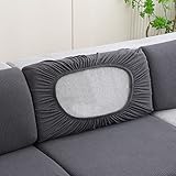 Qelus Sofa Sitzkissenbezug für Rückenkissen Wasserdicht Elastische Sofabezug, Jacquard Sofahusse Stretch Couchbezug, Sofasitzbezug überzug für Sofa L Form Ecksofa Sofa Sitzkissen(Rückenkissen, Grau)