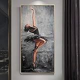 Abstrakte Wandkunst, Bilder, schöne Ballerina-Porträt, Kunst-Leinwandgemälde, Poster und Druck für Wohnzimmer, Heimdekoration, Cuadros, 80 x 160 cm, rahmenlos