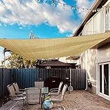 Dripex Sonnensegel Sonnenschutz Set inkl Befestigungsseile Rechteckig Wasserabweisend Polyester Imprägniert 95% UV Schutz Windschutz Wetterschutz 4X6 m für Balkon Garten Terrasse Sand