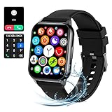 KIPTUMTEK 2023 Smartwatch für Damen Herren, Fitness Tracker Women Men 1.96 Zoll HD Touch mit Bluetooth Anrufe,Fitnessuhr mit SpO2 Blutdruckmessung Herzfrequenz mit iOS&Android Schwarz