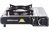 Bergmann Gaskocher - Campingkocher für Gaskartuschen Gasherd für Outdoor Garten Camping 1 Flammig Gas Kocher Blackout Notfallausrüstung (Gaskocher)