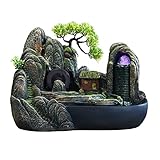 brunnen Tisch-Wasserbrunnen aus Kunstharz mit künstlichem Bergstein-Design for den Innenbereich, Zen-Desktop, entspannendes Wasserspiel, Spa- und Yoga-Dekoration, 12,5 Zoll hoch Wohnaccessoires & Deko