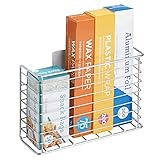 mDesign AFFIXX Küchenutensilien Aufbewahrung - selbstklebende Küchenschrank Halterung für Küchenzubehör - Aufbewahrungskorb für Alufolie, Gefrierbeutel oder Kochbücher etc. - silberfarben
