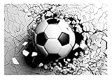 Vlies Fototapete Kinderzimmer Junge Fussball 3D EFFEKT Wand - inkl. Kleister - für Kinder Jungs Jungen Jugendzimmer Kindertapete Vliestapete Wandtapete Vlies Tapete Montagefertig (368x254 cm)