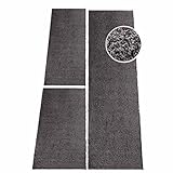 carpet city Teppich Shaggy Hochflor Langflor Einfarbig Dunkel Grau Öko Tex Bettumrandung 2X 80x150 & 1x 80x300