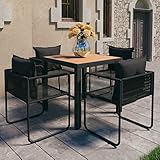 MUSEVANE 5-TLG. Garten-Essgruppe PVC Rattan Schwarz und Braun