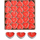 Teelicht Set 50 Herzförmige Kerzen Teelichter,Romantische Liebe Unparfümierte Teelichter Kerzen,Herz Romantische Teelichter für Geburtstag,Vorschlag,Hochzeit,Party