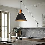 SUNLLOK Moderne Schwarz E27 rustikale Pendelleuchte Wandleuchte mit Schalter – Verstellbare Deckenleuchte Hängelampe aus Metall – Industrielle Kronleuchter für Wohnzimmer Kochinsel Schlafzimmer