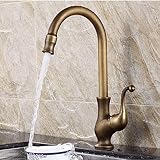 Antiker Küchenarmatur Aus Messing Für Kalt- Und Warmwasser, Gebürstetes Retro-Waschbecken Wasserhahn Wasserfall