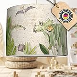 Anna Wand Kinderzimmer Lampe – Hängelampe Kinderzimmer I Kinderlampe Decke I Deckenleuchte fürs Kinderzimmer & Jugendzimmer I Deckenlampe „Dinosaurier” Sandstein ø 40 x 30 cm m Mädchen I Junge