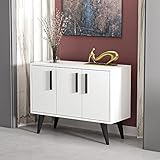 [en.casa] Kommode Gedved Sideboard Weiß mit 3 Türen Wohnzimmer Kommodenschrank schmal Flurschrank