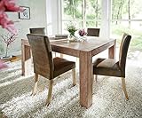 DELIFE Esszimmertisch Indra Sheesham Natur 140x90 massiv Beine durchgestossen Esstisch