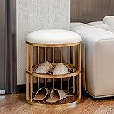REMYS 2-in-1-Schuhbank, 33 cm, Moderne, gepolsterte Samt-Schuhbank für den Eingangsbereich mit Aufbewahrungsregalen, Aufbewahrungsbank am Bettende, ideal für Eingangsbereich, Flur, Wohnzimmer, Sc