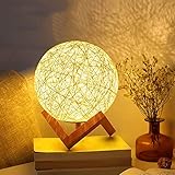 Rrzshop Modern Deko Lampe Nachttischlampe LED Nachtlicht für Schlafzimmer und Kinderzimmer, USB Tischlampe Nachtlampe Kinder Stimmungslicht mit Holzhalterung (Warmweiß)