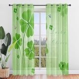 Hiseng Voile Vorhänge mit Ösen Durchsichtig Halbtransparent Ösenvorhang für Fenster Wohnzimmer Schlafzimmer Kleeblatt Druck Moderne Elegante Transparent Gardine 2er Set (80x115cm,Schmetterling)