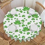 Runde Tischdecke mit grünem Frosch, 152,4 cm, für drinnen und draußen, wasserdichte Tischdecke, dekorativ für Küche, Esstisch, Partys und Camping