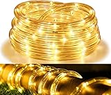 Tubiaz 10M Lichterschlauch Außen 240 LEDS Warmweiß Lichtschlauch 8 Modi LED Schlauch mit Memory-Funktion Strombetrieben Lichterkette Wasserdicht für Aussen Party Weihnachtsbeleuchtung