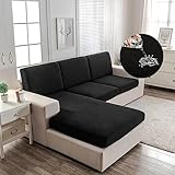 Sofa Sitzkissenbezug Wasserdicht 3/4/2/1 Sitzer Stretch Sofabezug Couch-Kissenbezug Beige/Grau Elastischer Sofahusse Couchbezug Husse Überzug Bezug Sofasitzbezug Kissenbezüge,Black-Backrest（60-90cm）