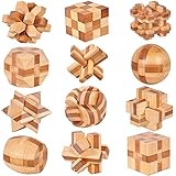 Chonor 12 Stück 3D Puzzle Brainteaser Denkspiel Set aus Holz, Klassisch Holzspielzeug Knobelspiel Geduldspiel Intelligenz Pädagigisches Gehirntraining Spielzeug Logikspiel für Kinder und Erwachsene