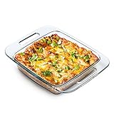 Glas-Auflaufform für Backofen, Auflaufform- Auflaufform groß, Glas-Auflaufform Lasagne, Auflaufform rechteckig, Lasagneform, Glasform, Bräter, längliche Auflaufform (1.8 Liter)