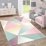 Paco Home Teppich Kurzflor Modern Trendig Pastell Geometrisches Design Inspiration Multi, Grösse:160x220 cm