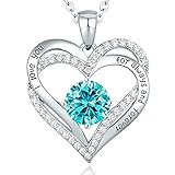 CDE Kette Damen 925 Sterling Silber Rosegold Forever Love Herz Geburtsstein Anhänger Halskette für Frauen Schmuck Geburtstags Geschenk für Sie Freundin Weihnachten Valentinstag Muttertags