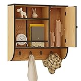 WOLTU Hängeschrank, Badezimmerschrank, Wandschrank, Küchenschrank hängend, Badschrank Medizinschrank, mit Tür, offenen Fächern und höhenverstellbarem Einlegeboden, 58x52x15 cm, HS001hei