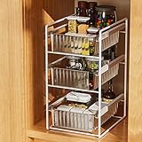 Unterspüle-Organizer, Küchenschrank-Organisation, Küche, Badezimmer, Waschbecken, Schublade, Organizer, Korb, Organizer-Korb for die Aufbewahrung von Gewürzsaucengläsern (Farbe: Gold, Größe: 32 x 23,6