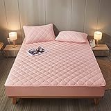HAIBA Milbenschutz Matratzenauflage Zum Wenden – matratzen-Topper | matratzenschoner | boxspringbett– verfügbar in Verschiedenen Größen,Rosa,180x200cm+35cm