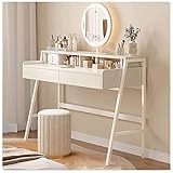 ZUMAHA Robust Großer Schminktisch für Ankleidezimmer und Schlafzimmer, Schminktisch mit Spiegel mit 3 dimmbaren Lichtern, Schminkset mit Schminkhocker Stabil