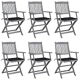 Camerina Klappbare Gartenstühle 6 STK. mit SitzKissen Klappbarer Outdoor-Stuhl Klappbar Gartenstuhl Outdoor BalkonstüHle GartenstüHle Set Massivholz Akazie 3065414
