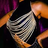 Sethain Jahrgang Strass Körper Kette Gold Geschichtet Kristall BH Kette Bikini Truhe Körper Zubehör Schmuck für Frauen