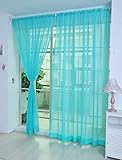 Clicitina Transparenter Tüll, 2 Vorhang-PCS, drapieren, Volants, Farbe, Türschal, reines Fensterpaneel, Heimdekoration Fenstergardinen Kinderzimmer Jungen (Blue, One Size)