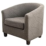 FZ FUTURE Jacquard Cocktailsessel Hussen Stretch Loungesessel Sesselbezug Universal-Sofabezug mit Rückenlehne Waschbar Sesselschoner Couch Überwurf für Wohnzimmer-Clubhotels,Taupe