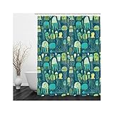 Duschvorhang Waschbar Stoff, Shower Curtain Green Qualle Duschvorhang 180x180 Polyester Bad Vorhang Badezimmer Dekoration