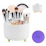 MINISOISO Kosmetik Make Up Organizer, 360°Drehbarer Pinsel Organizer, Kosmetikbox, Kosmetikregal, kosmetische Aufbewahrungsbox, Kosmetik Organizers für Dresser Bad Schlafzimmer (weiß)