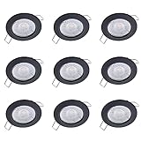 Oktaplex Lighting 9er Set LED Spot Sedan - Stufenlos dimmbar - 5W 3000K 230V 380lm Warmweiß 110° - Einbaustrahler Schwarz Lochmaß 60mm