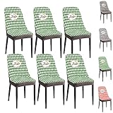 KCCRHIN Stuhlhussen Mit Gebogener Rückenlehne 1/2/4/6Er Set Stuhlbezug Mit Karomuster Stretch Elastische Stuhlschutz Waschbarer Abnehmbar Stuhldecke Für Esszimmer Küche Hotel,Green 6pcs