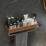 Wandregal Badezimmerregal, Badeaufbewahrungshalter Walnuss Handtuchregal, gebürstetes goldenes Quadratbad Duschregal, Bad Shampoo Halter Badezimmer Hardware Badezimmer Regal ( Color : Style 2 - 30cm )