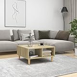 TEKEET Home Furniture Couchtisch, 60 x 60 x 30 cm, Weiß und Eiche Sonoma