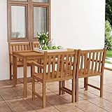Festnight Gartenmöbel Set Holz Garten-Essgruppe Holz Garten Sitzgruppe 6 Personen Essgruppe Terrassenmöbel Sitzgarnitur Gartengarnitur Massivholz 4X Sessel + Tisch(140 x 80 x 77 cm)