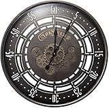 HZH Wanduhr, geräuschlos, echtes bewegliches Getriebe, Vintage-arabische Ziffern, dekorative Uhr, batteriebetrieben, Getriebe-Wanduhren für Wohnzimmer, Bauernhaus, Kunst, Heimdekoration, geräuschlose