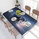 Jadery Tischdecke mit Elefanten und Mammuts, knitterfrei, schmutzabweisend, dekorative Tischdecke für Küche, Esszimmer, Erntedankfest, Weihnachten – 76 x 122 cm