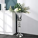 Bodenvase Blumenvase Große Metallvase Pokalvase Eisen Tischvase Dekovase Modern Silber Vase Bauernsilber 74 cm