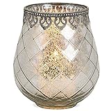 matches21 Windlicht Teelichtglas Kerzenglas Orientalisch Silber antik Glas/Metall Vintage - 3 Größen zur Auswahl – 18 cm