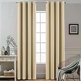 Yakamok Verdunkelungsvorhänge, Raumverdunkelung, wärmeisolierte Fensterpaneele, solide Ösen, Vorhänge für Schlafzimmer/Wohnzimmer (52 B x 90 L, Beige, 2 Paneele)