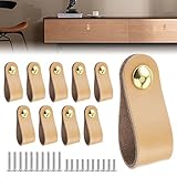 QINERSAW 10er Set Ledergriffe Möbel Leder Möbelgriffe Ledergriffe Schrank Türgriffe Leder für Schublade Schranktür Wohnkultur mit Schrauben