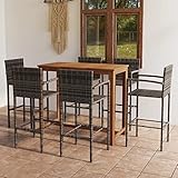 CIADAZ 7-TLG. Gartenbar-Set, Gartenmöbel Sitzgruppe, Tisch Mit Stühlen Set, Outdoor Möbel, Sitzgruppe Garten, Grau