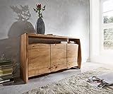 DELIFE Kommode Live-Edge Akazie Natur 145 cm 3 Türen 1 Fach Sideboard